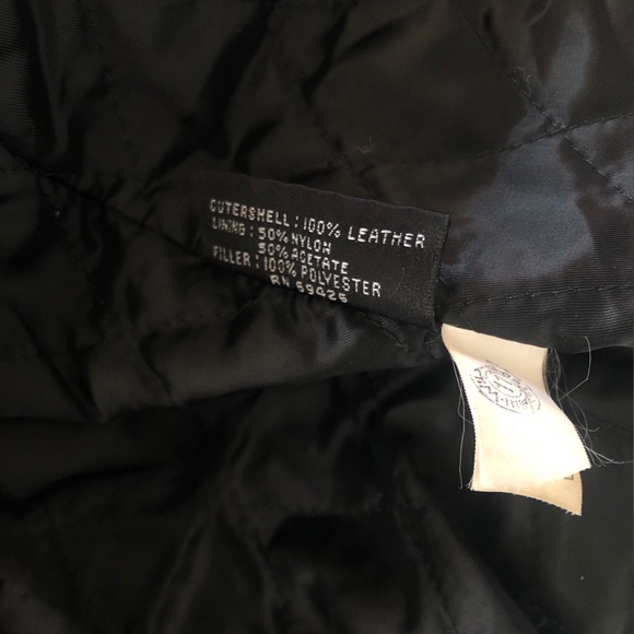 VINTAGE 90s Wilsons Leather Black Leather Hooded Insulated Coat Jacket Medium - Picture 8 of 8